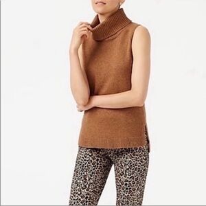 J crew camel sleeveless turtleneck sweater